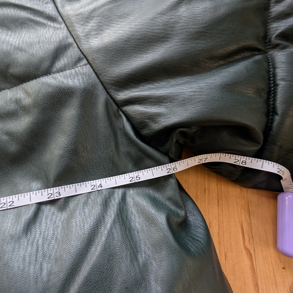 NVLT Deep Green Faux Leather Puffer Coat - Picture 8 of 11